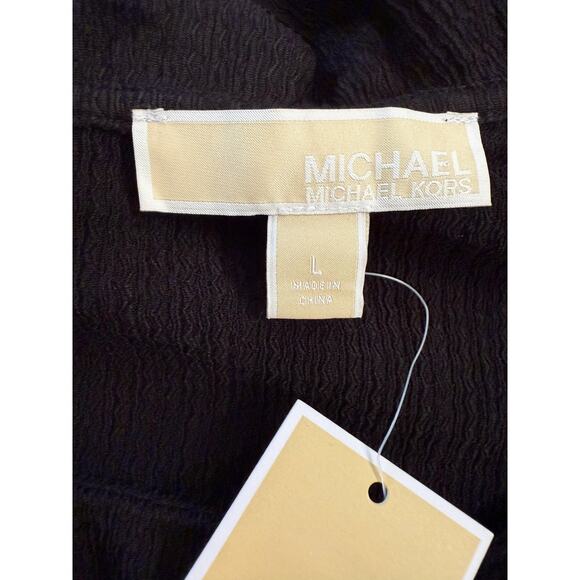 Michael Kors Dress Women's Large One Shoulder Ruffle Chain Detail Long Sleeve - Picture 5 of 11